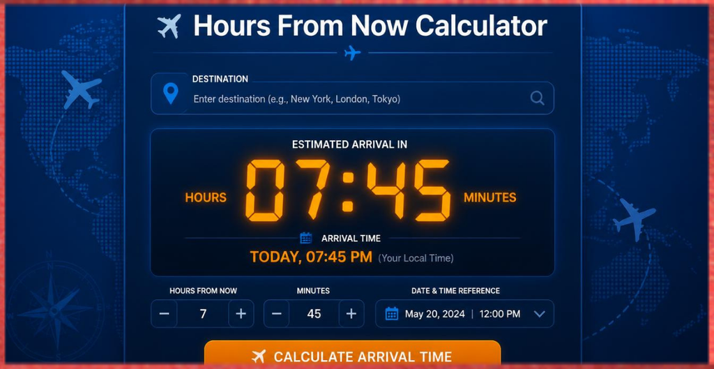 hours from now calculator for travel