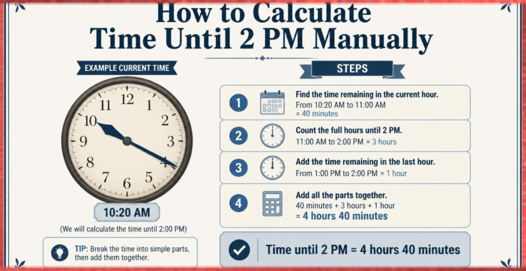 How to Calculate Time Until 2 PM Manually