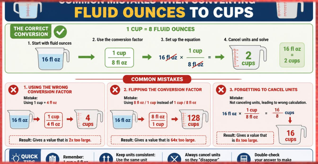 common mistakes converting fl oz to cups