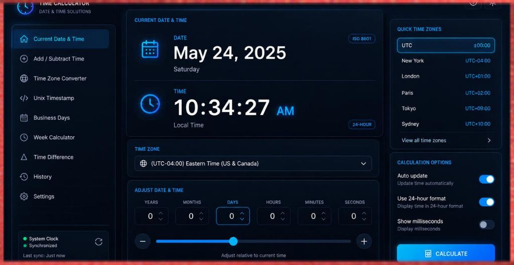 current date and time calculations